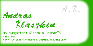 andras klaszkin business card